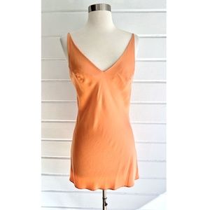 Vintage VICTORIA'S SECRET Silk Bias Cut Mini Slip Dress Apricot Orange - XS